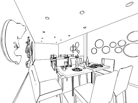 outline sketch drawing perspective of a interior spaceの写真素材