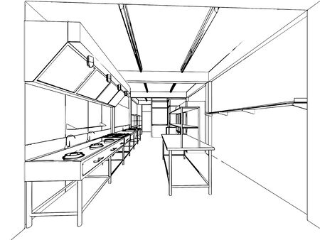 outline sketch drawing perspective of a interior spaceの写真素材