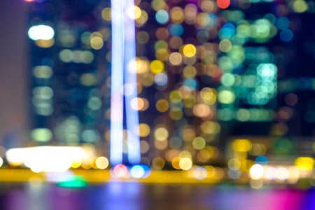Blurred abstract background lights, beautiful singapore skyline viewの写真素材