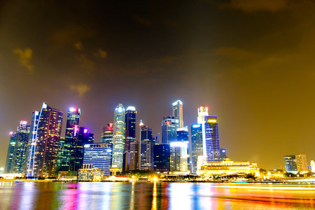 Singapore Skyline and view of Marina Bay long exposureのeditorial素材