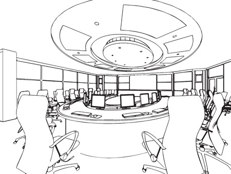 outline sketch drawing perspective of a interior spaceのイラスト素材