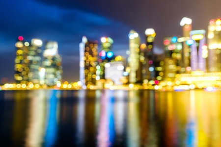 View of city night abstract circularlights blurred bokeh background.の写真素材
