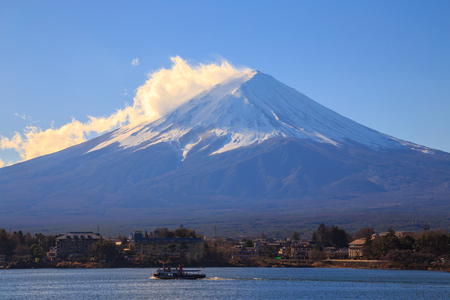Mountain Fuji in Japan in morning sun shineの写真素材