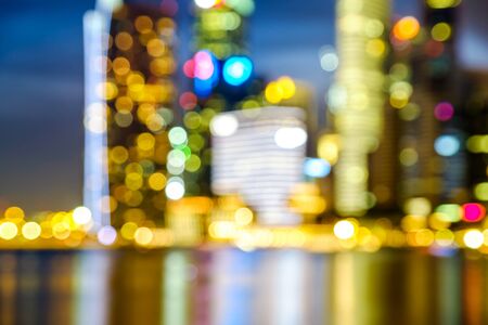 View of city night abstract circularlights blurred bokeh background.の写真素材