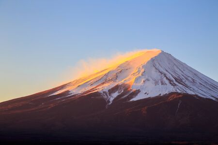 Mountain Fuji in Japan in morning sun shineの写真素材