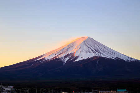 Mountain Fuji in Japan in morning sun shineのeditorial素材