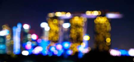Blurred abstract background lights, beautiful singapore skyline viewの写真素材