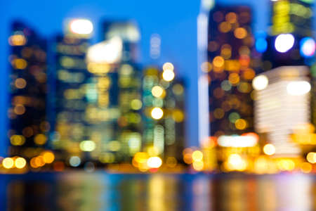 Blurred abstract background lights, beautiful singapore skyline viewの写真素材