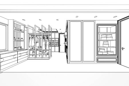 outline sketch drawing perspective of a interior space の写真素材