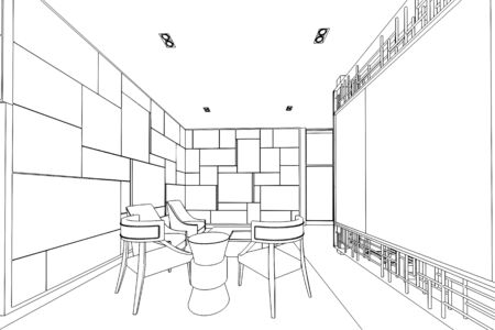 outline sketch drawing perspective of a interior space の写真素材