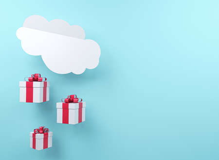 gift box in pink background. Minimal Christmas concept idea 3d render. Podium for product display 3d rendering.の写真素材