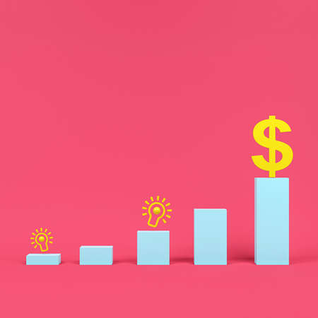 Yellow Dollas currency outstanding among in background minimal concept idea 3d render.の写真素材