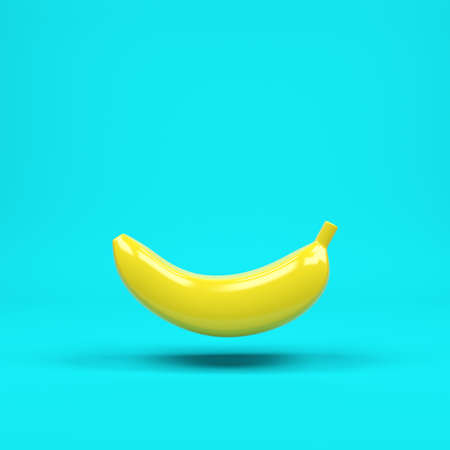 yellow banana in green background. minimal concept idea 3d render.の写真素材