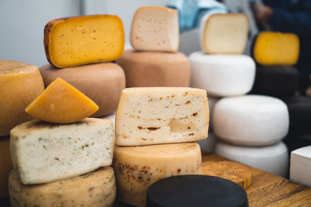 traditional Ukrainian cheese of various varietiesの写真素材