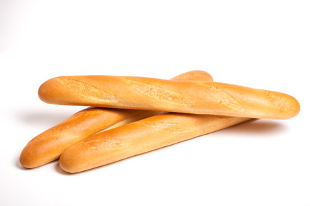 delicious fresh bread french baguette on a white background delicious fresh bread french baguette on a white backgroundの写真素材