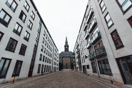 beautiful architecture and modern streets in the city of Copenhagen, Denmarkのeditorial素材