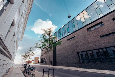 beautiful architecture and modern streets in the city of Copenhagen, Denmarkのeditorial素材