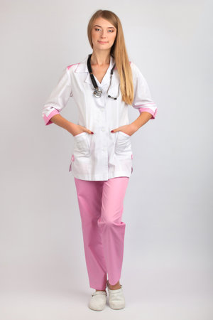 beautiful woman doctor with a stethoscopeの写真素材