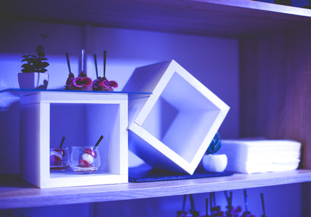 Refined buffet and snacks with blue light