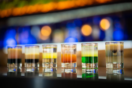 alcoholic shots at the bar
