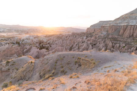 beautiful mountain landscape at sunset in Cappadocia