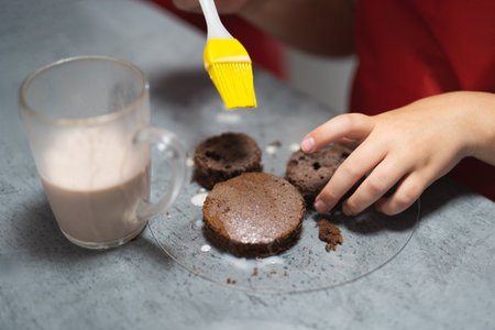 the pastry chef bakes delicious cookies and dessertsの写真素材