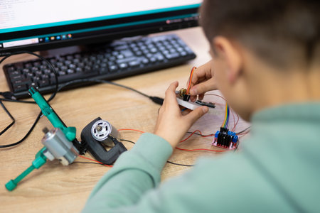 an engineer is engaged in the development and layout of electrical circuits with an engine