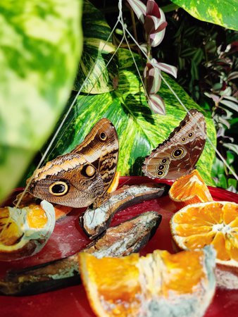 beautiful colorful butterfly in the garden eating sweet syrupの写真素材