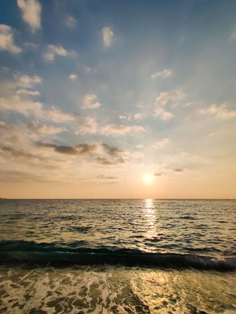 beautiful landscape of a sandy beach on the seaの写真素材