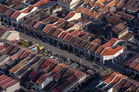 George Town, Penang/Malaysia - Jun 25 2017: Aerial view Penang city and old town.