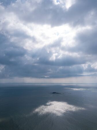 Aerial view sunray at Pulau Tikus, Penang during cloudy afternoon.の写真素材
