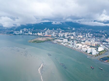 Aerial view Jelutong, Penang in cloudy morning.の写真素材