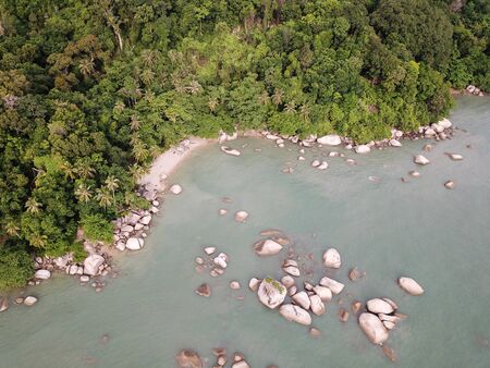 Aerial view Permatang Damar Laut, Penang coastal near forest.の写真素材