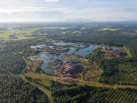 Aerial view Guar Petai in misty evening.の写真素材