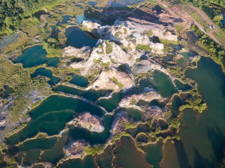 Aerial view breathtaking Frog Hill popular with its turquoiseの写真素材