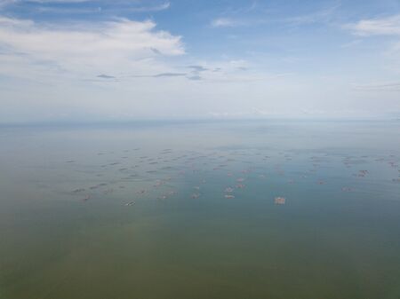 Aerial view fish farm near Penang Island in evening.の写真素材