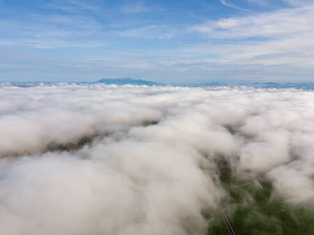 Sea cloud over paddy in afternoon.の写真素材