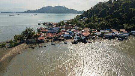 Aerial view Pulau Aman fishing village.の写真素材