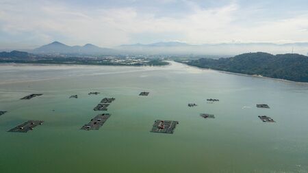 Aerial fish farm near Pulau Aman, Pulau Pinang.の写真素材
