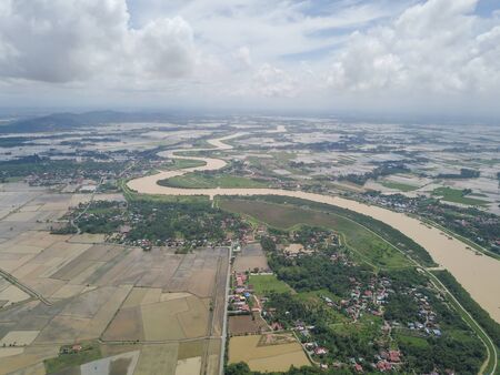 Aerial view Sungai Muda and Malays village. Border for Kedah and Penang.の写真素材