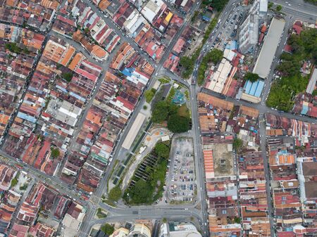 Aerial view look down Sia Boey Urban Archaeological Park with the heritage house surrounding.の写真素材