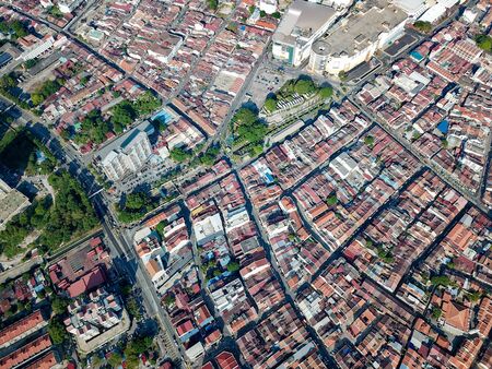 Aerial view look down roof top of Georgetown heritage house.の写真素材
