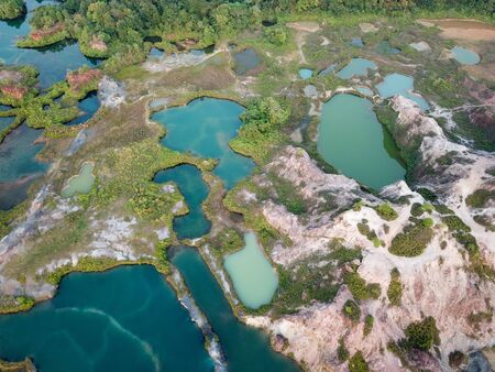 Aerial view green lake at Guar Petai.の写真素材