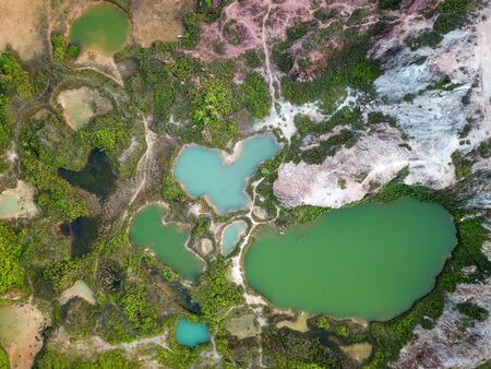 Aerial view lake in love shape at Guar Petai.の写真素材