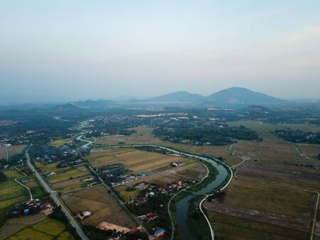 Sungai Kulim cross the paddy fieldの写真素材