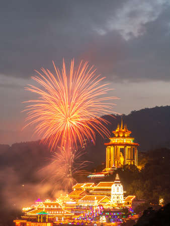 Georgetown, Penang/Malaysia - Jan 19 2020: Kek Lok Si Temple with firework.のeditorial素材