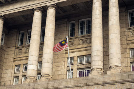 Georgetown, Penang/Malaysia - Feb 14 2020: Malaysia flag at Penang colonial heritage building.のeditorial素材
