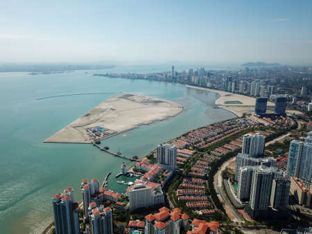 Georgetown, Penang/Malaysia - Feb 28 2020: Aerial view Seri Tanjung penang, Background is Gurney Wharf reclamation land.のeditorial素材