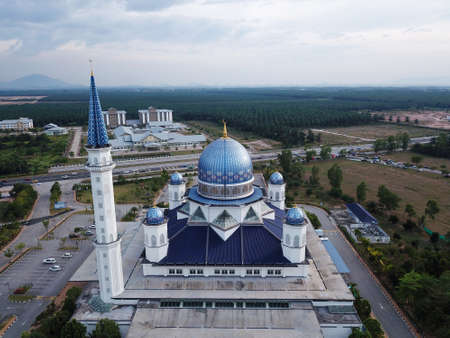 Kepala Batas, Penang/Malaysia - Mar 15 2020: Drone view Abdullah Fahim Mosque
