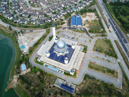 Kepala Batas, Penang/Malaysia - Mar 15 2020: Drone view Abdullah Fahim Mosque and surrounding.のeditorial素材